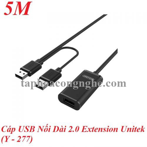 Unitek 98665 Y-277 2.0 5M Màu Đen Cáp Usb Nối Dài Extension có IC khuếch đại 30098665
